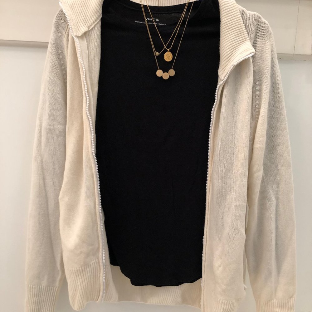 eleventy white zip up sweater
